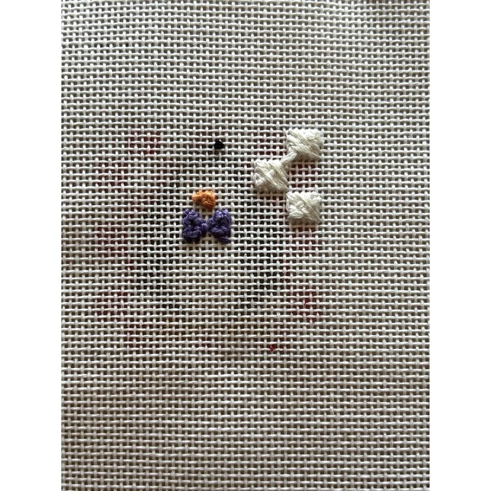 Needlepoint Canvas Handpainted Penguin Red Checkerboard Mini 6 1/2 x 7